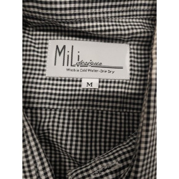 Mili Designs Button up Shirt Womens Medium Halloween Ghost‎ Black white Checked - Picture 10 of 15